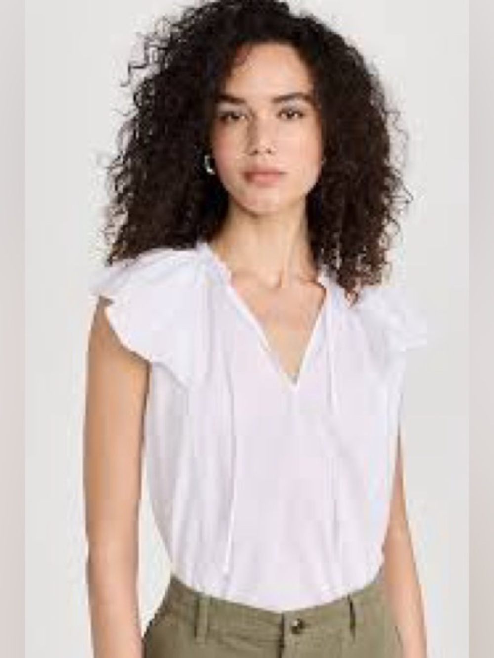 Rails Karysa Top - White Flutter Sleeve V-Neck Blouse